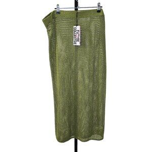 Future Collective x Alani Noelle Metallic Green Knit Skirt Size 1X Plus Size NWT